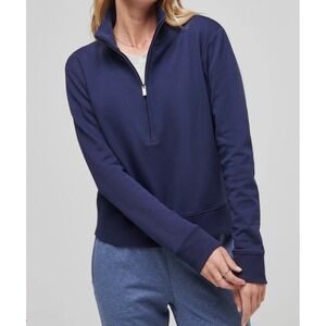 Travis Mathew Navy Blue Cloud Fleece Half Zip Pullover Small Athleisure $130